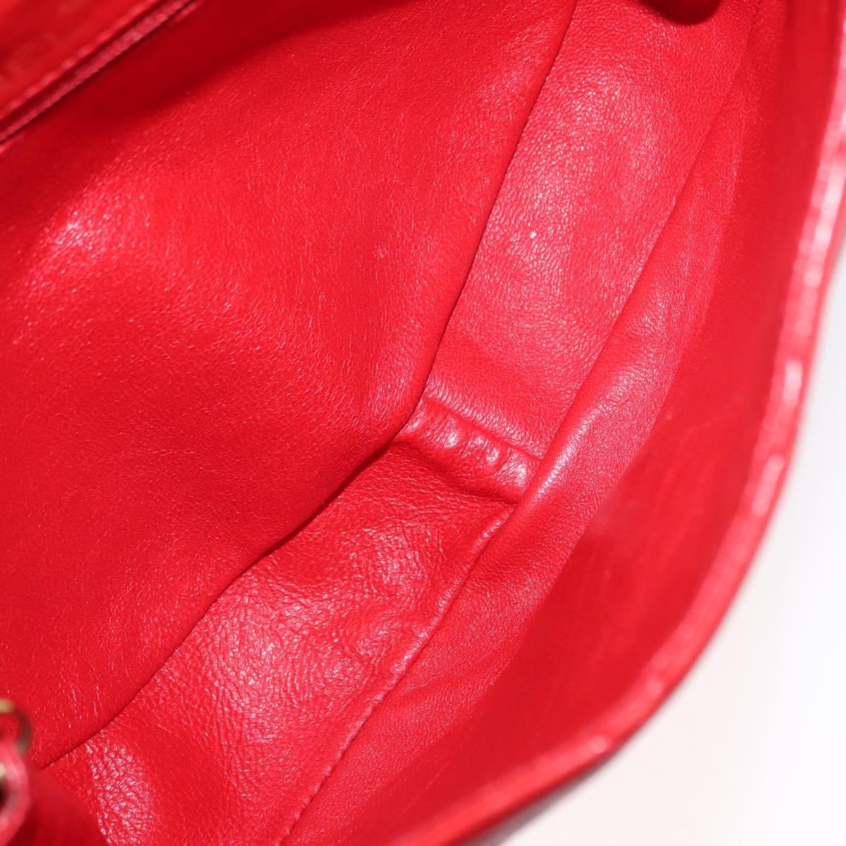 Chanel Camellia Rounded Clutch Satin And Leather Red Leather Shoulder Bag Bag