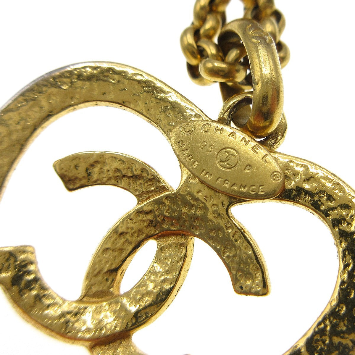 Chanel Cc Heart Pendant Necklace Metal Gold Gold_Plated Necklace Jewelry