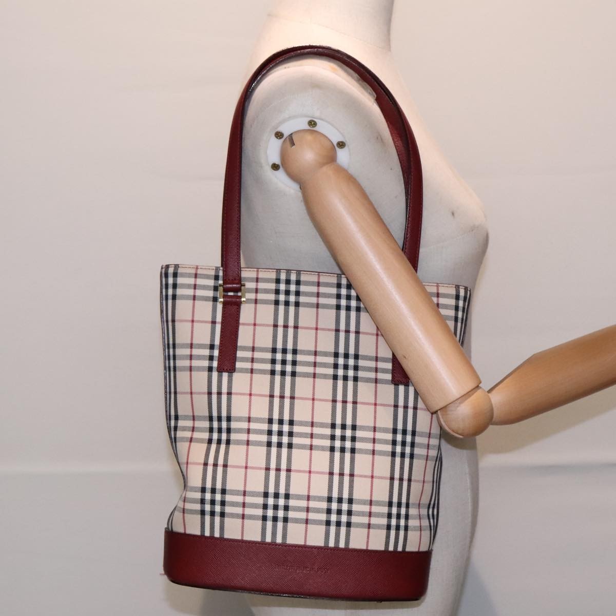 Burberry Nova Check Tote Canvas And Leather Beige Canvas Tote Bag