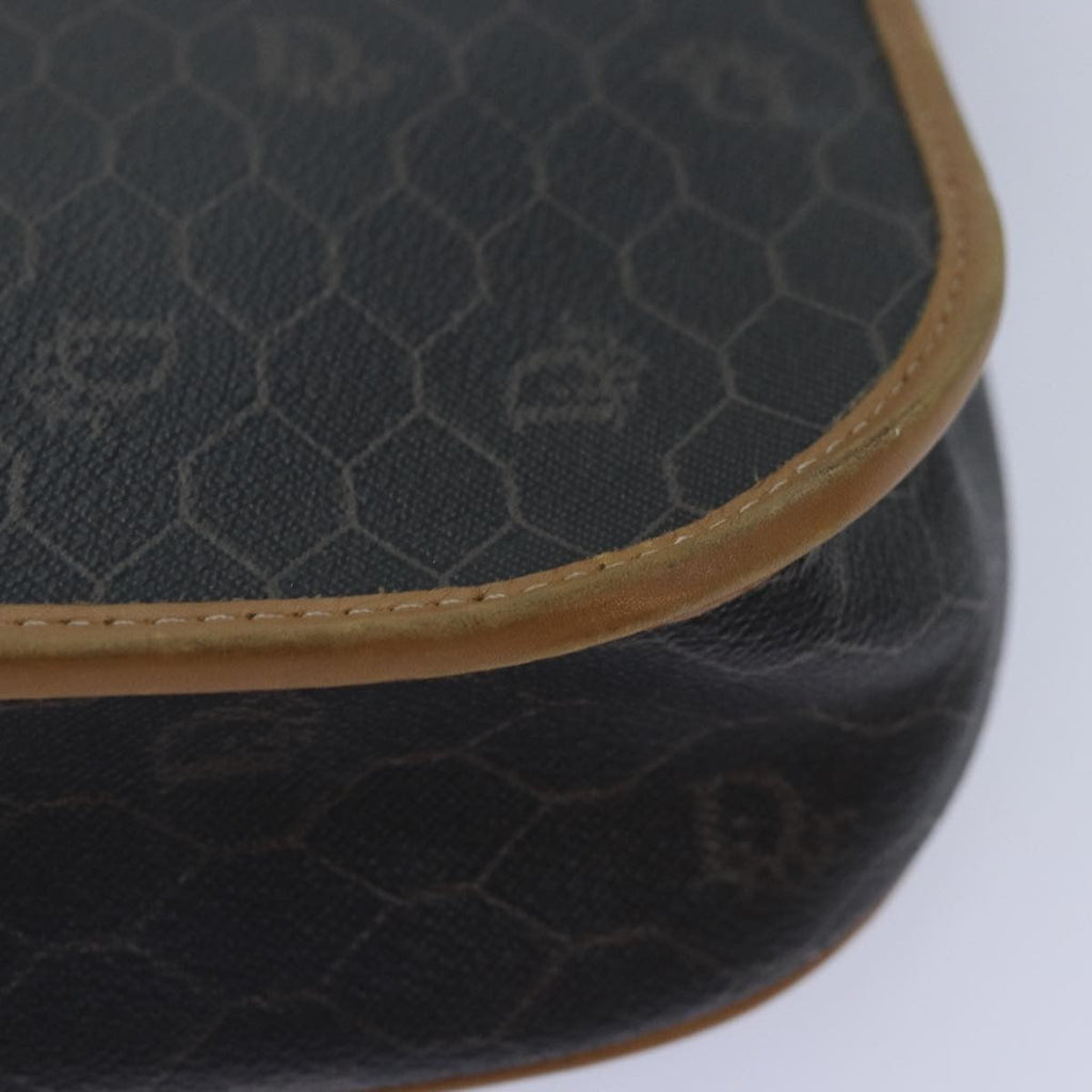 Christian Dior Vintage Honeycomb Shoulder Bag Canvas And Leather Black Canvas Shoulder Bag Bag (Pre-Owned)