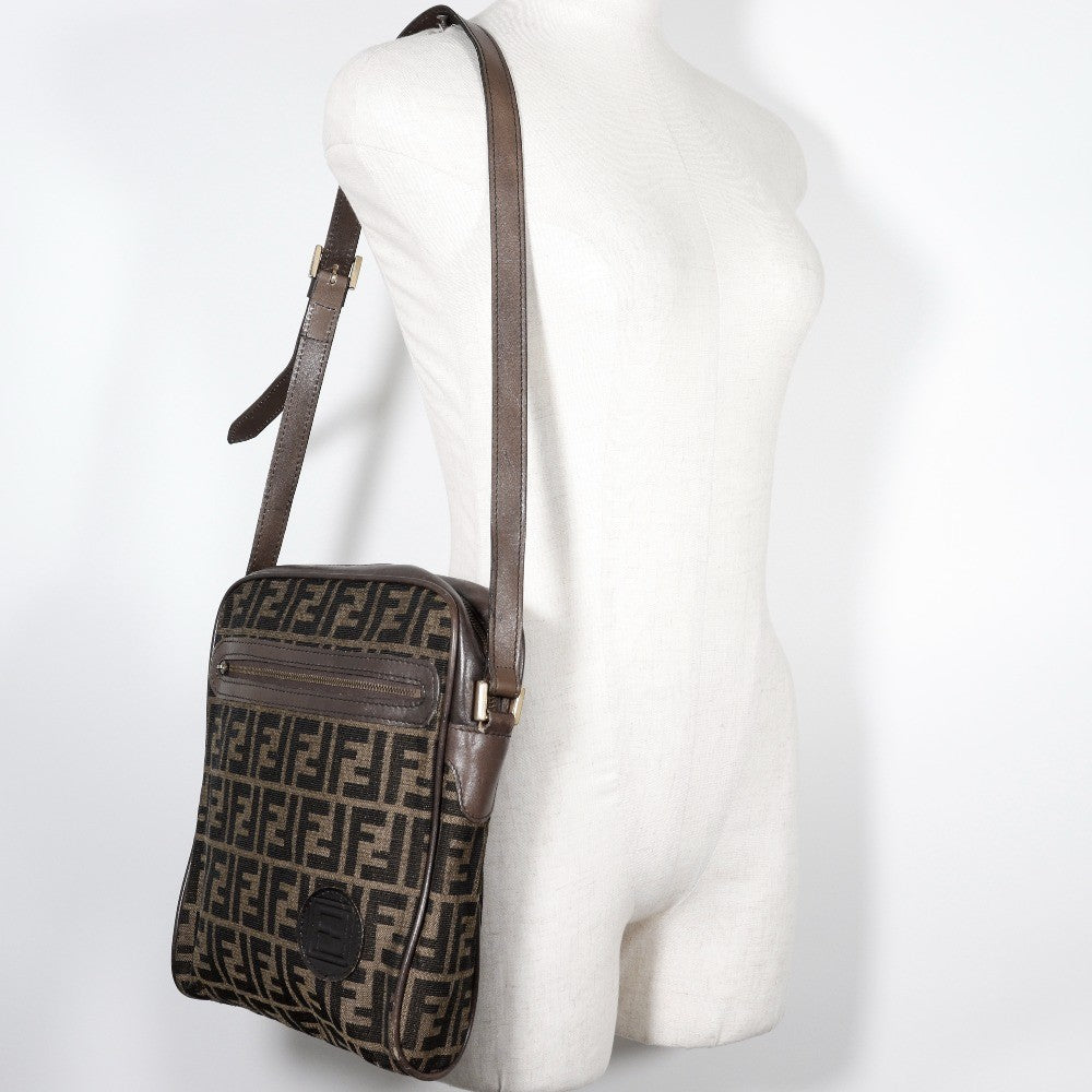 Fendi Logo Zucca Shoulder Bag Zucca Brown Canvas Shoulder Bag Bag