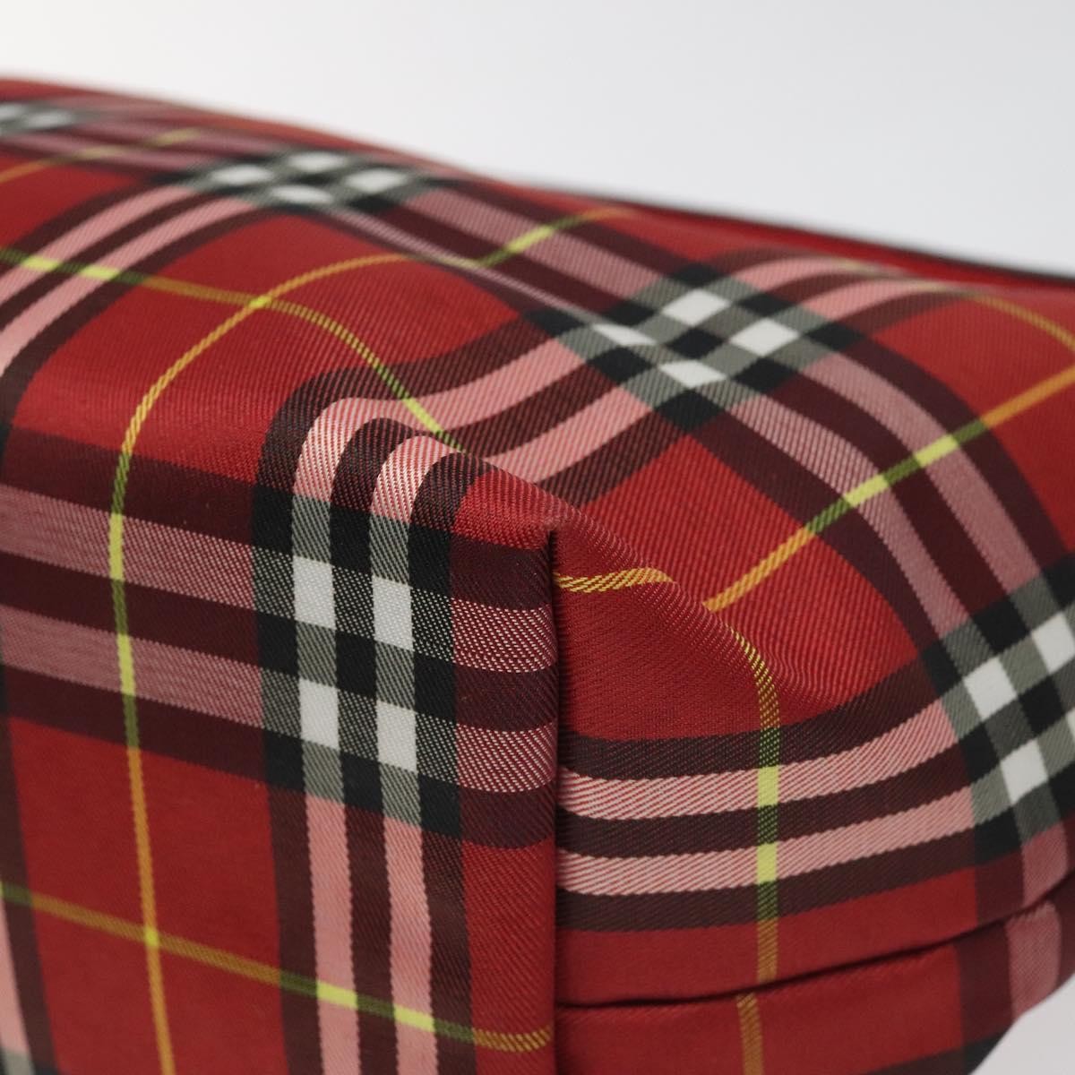 Burberry Nova Check Handbag Leather And Nylon Red Nylon Handbag