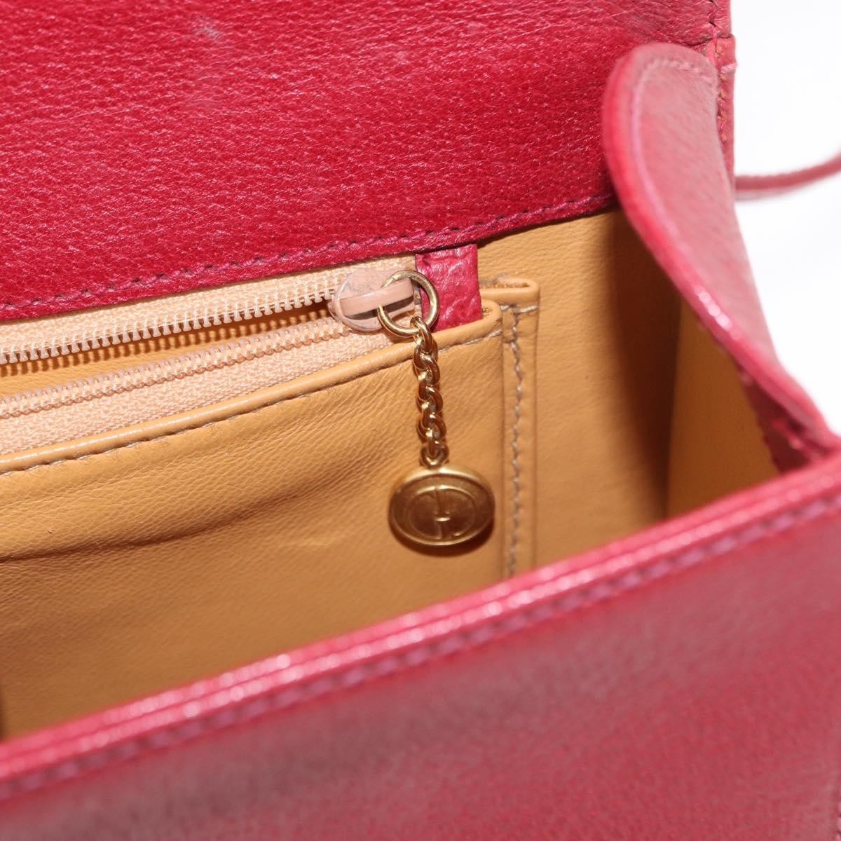 Gucci Vintage Bamboo Handle Bag Leather Red Leather Handbag (Pre-Owned)