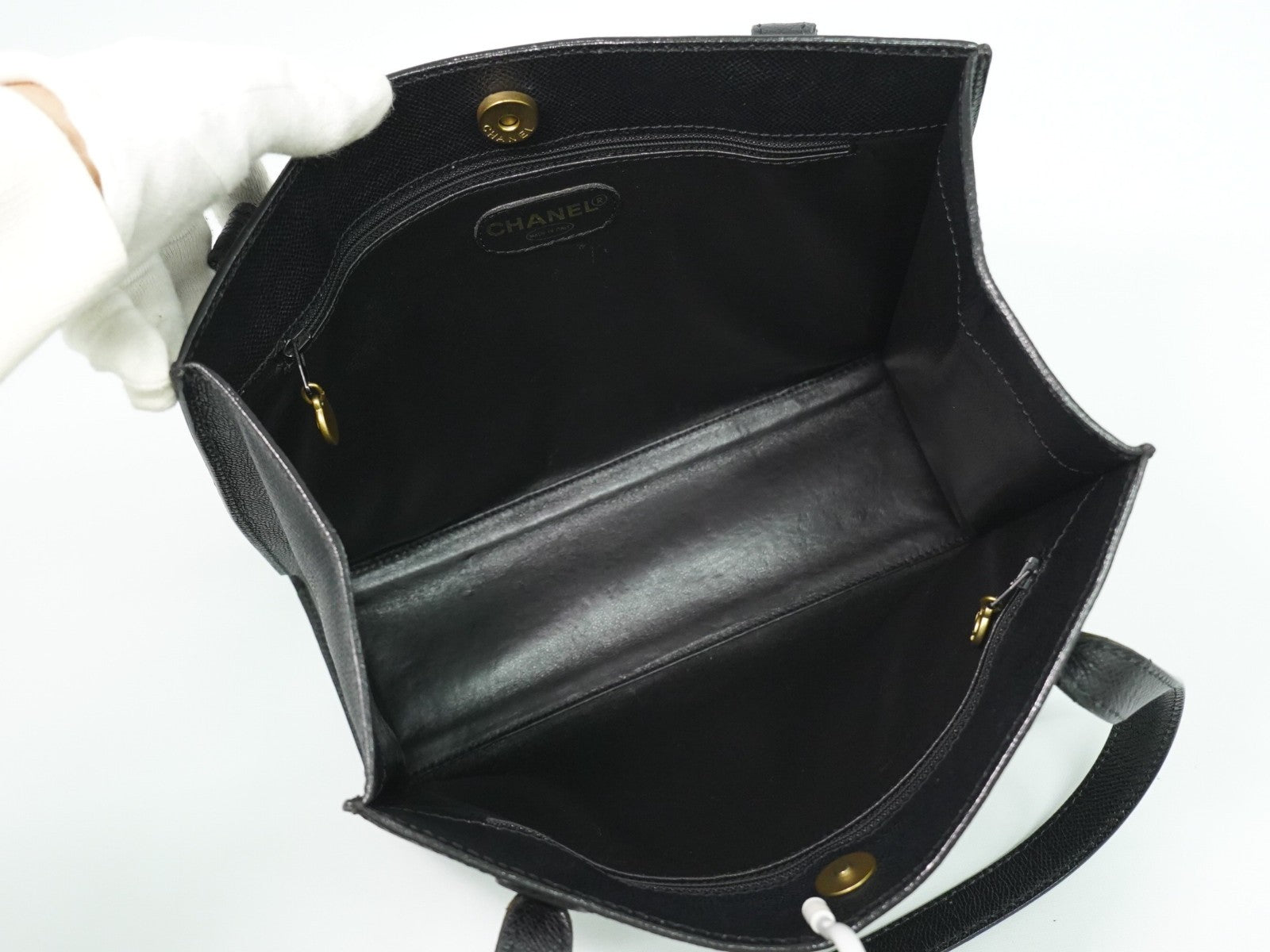 Chanel Vintage Logo Tote Leather Black Leather Tote Bag Bag