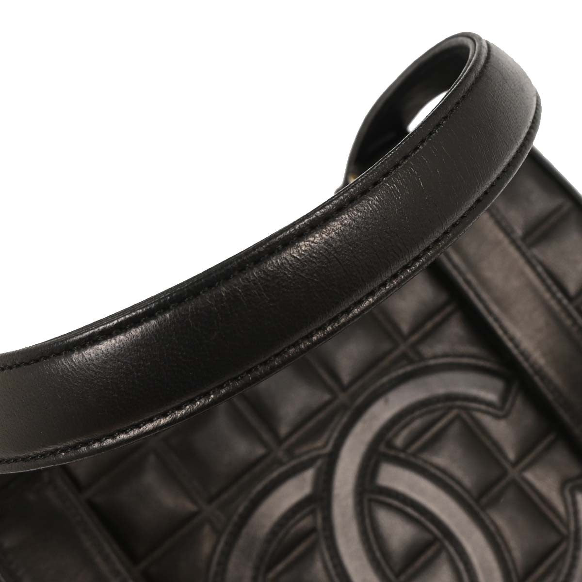 Chanel Chocolate Bar Cc Tote Quilted Leather Black Leather Tote Bag Bag