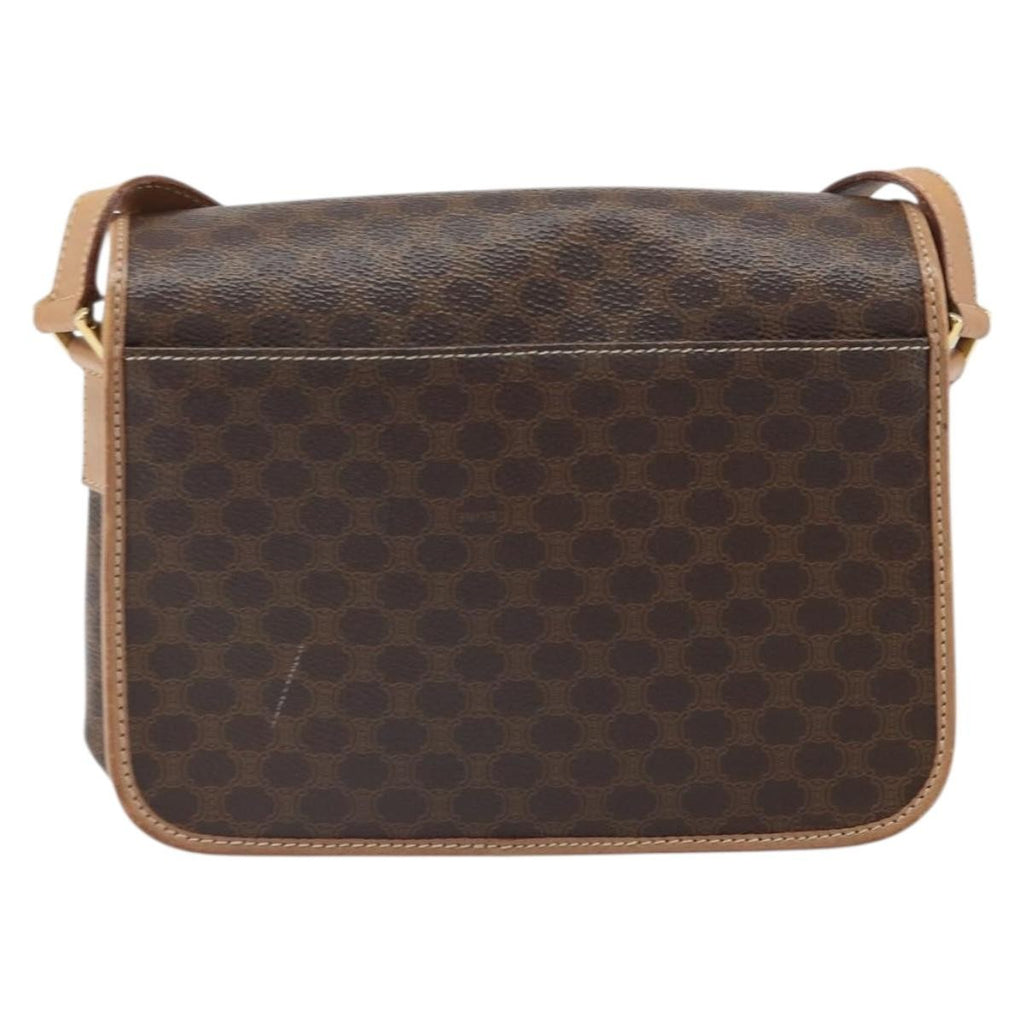 Celine Vintage Macadam Circle Logo Shoulder Bag Canvas And Leather Brown Pvc Shoulder Bag Bag