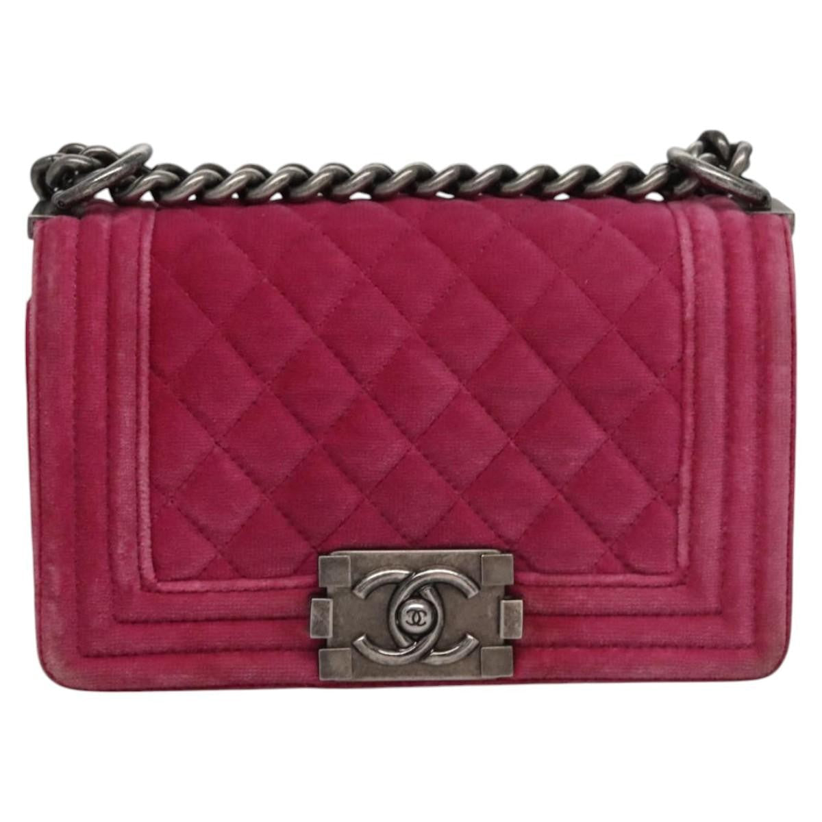 Chanel Boy Flap Bag Quilted Velvet Pink Velvet Shoulder Bag Bag