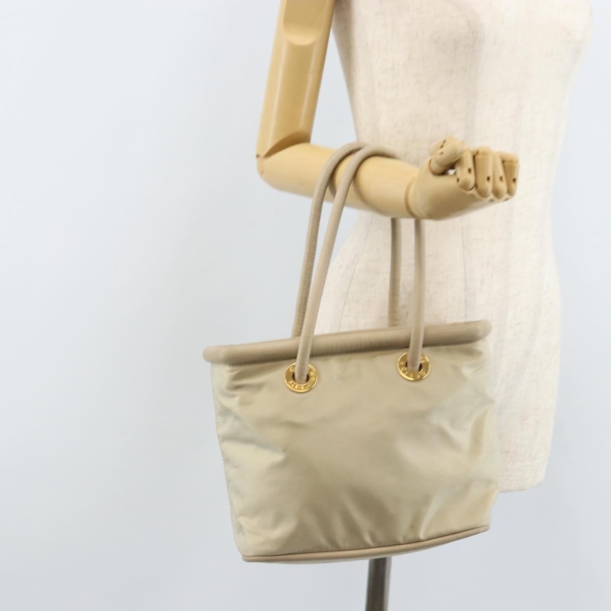 Celine Handbag Nylon Beige Nylon Handbag