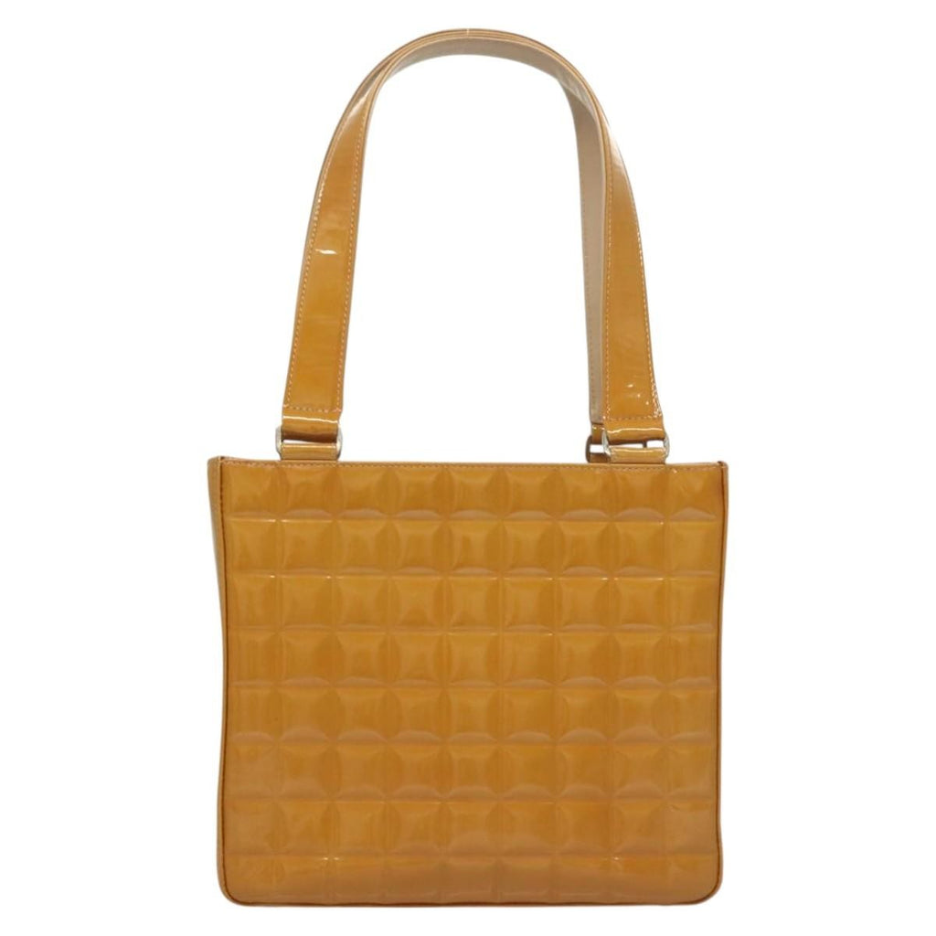Chanel Chocolate Bar Cc Tote Quilted Patent Yellow Patent_Leather Handbag