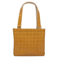 Chanel Chocolate Bar Cc Tote Quilted Patent Yellow Patent_Leather Handbag