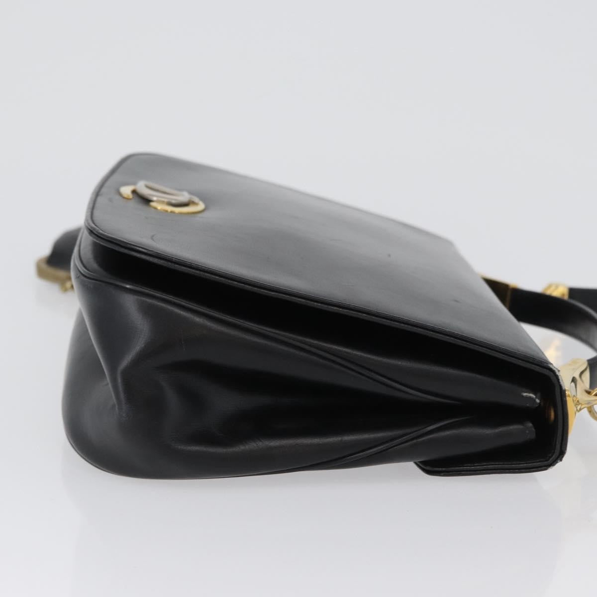 Christian Dior Vintage Cd Logo Shoulder Bag Leather Black Leather Shoulder Bag Bag (Pre-Owned)