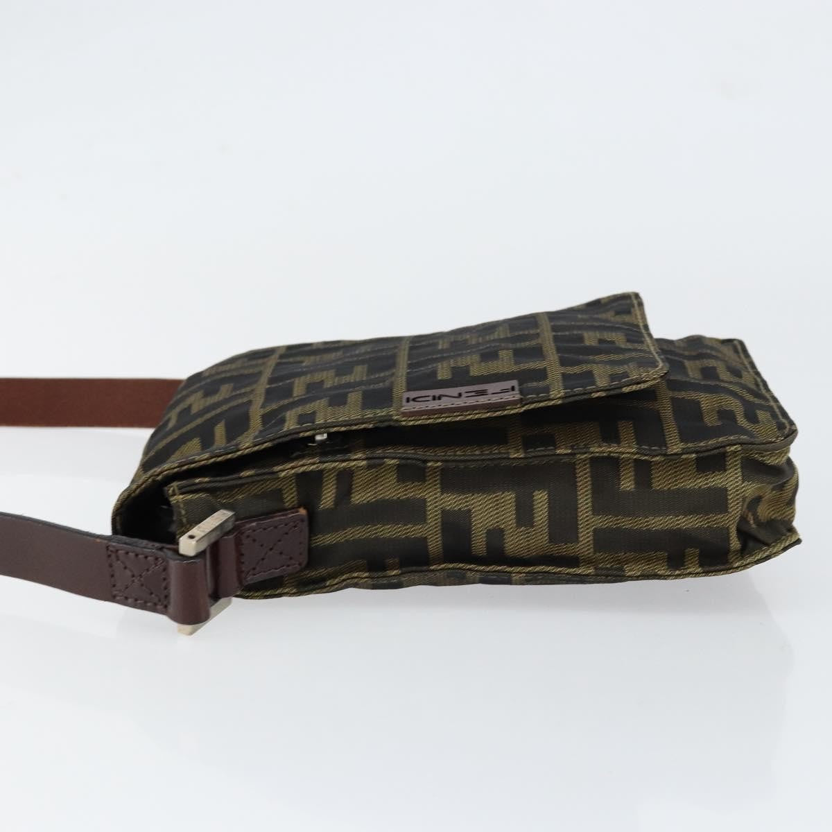 Fendi Flat Messenger Bag Zucca Canvas Brown Canvas Shoulder Bag Bag