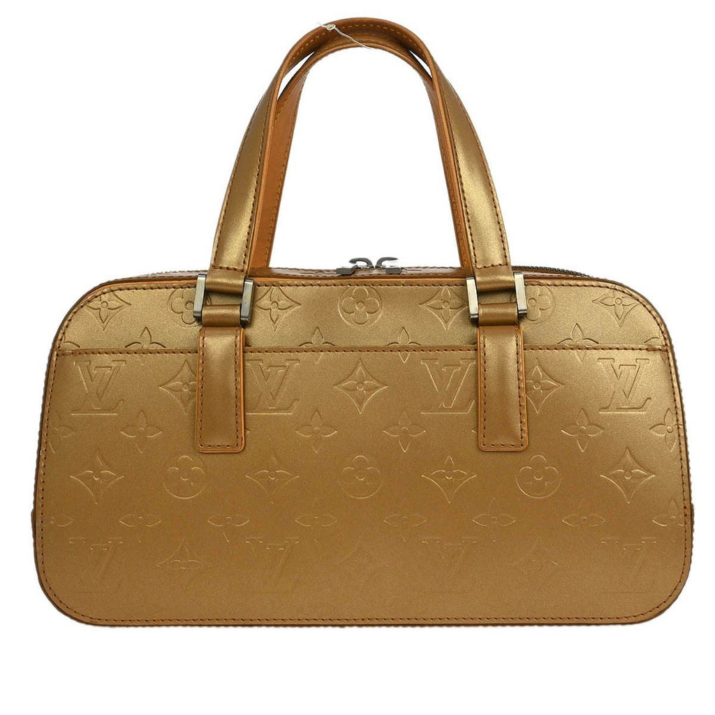 Louis Vuitton Mat Shelton Handbag Monogram Vernis Beige Leather Handbag
