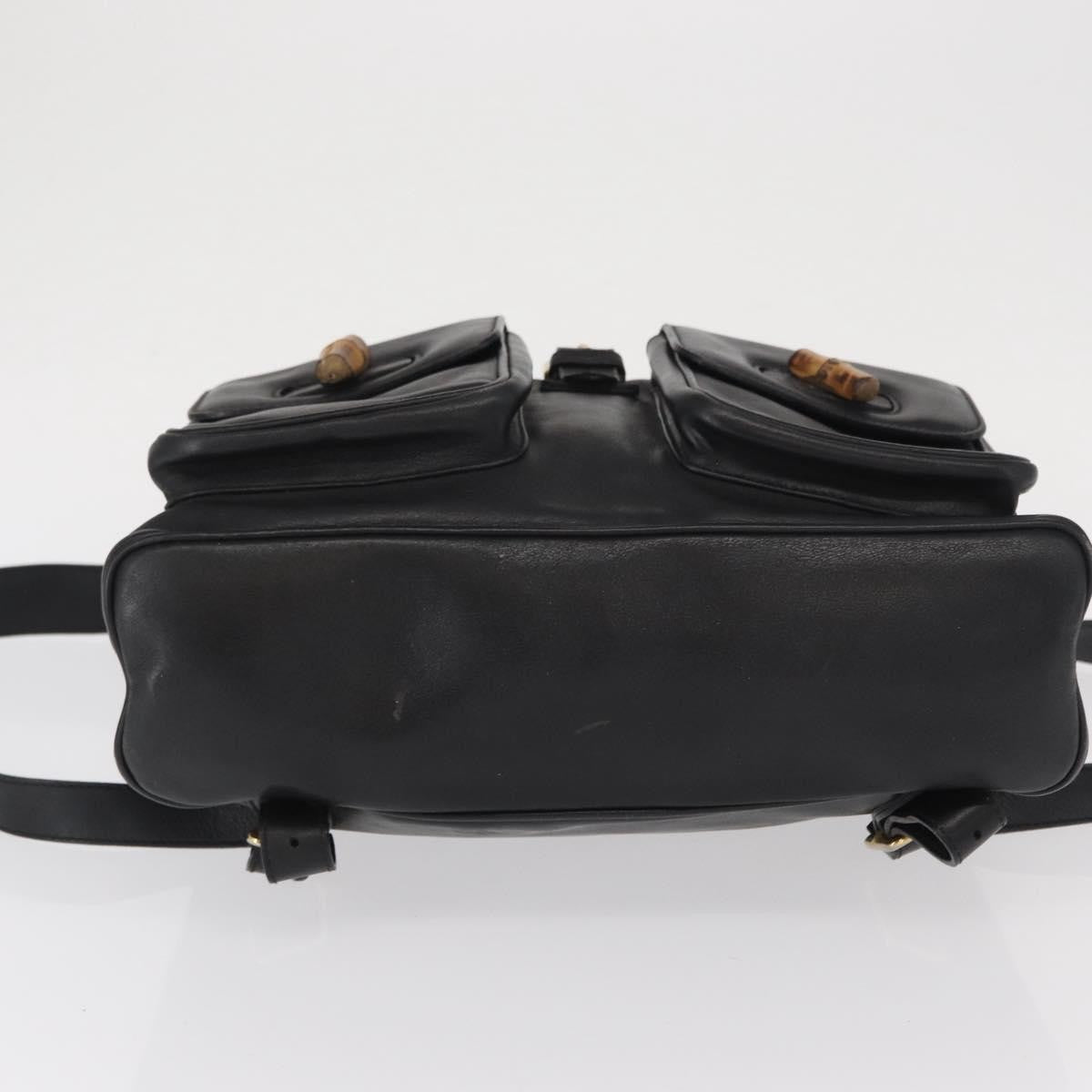 Gucci Vintage Bamboo Backpack Leather Black Leather Backpack Bag (Pre-Owned)