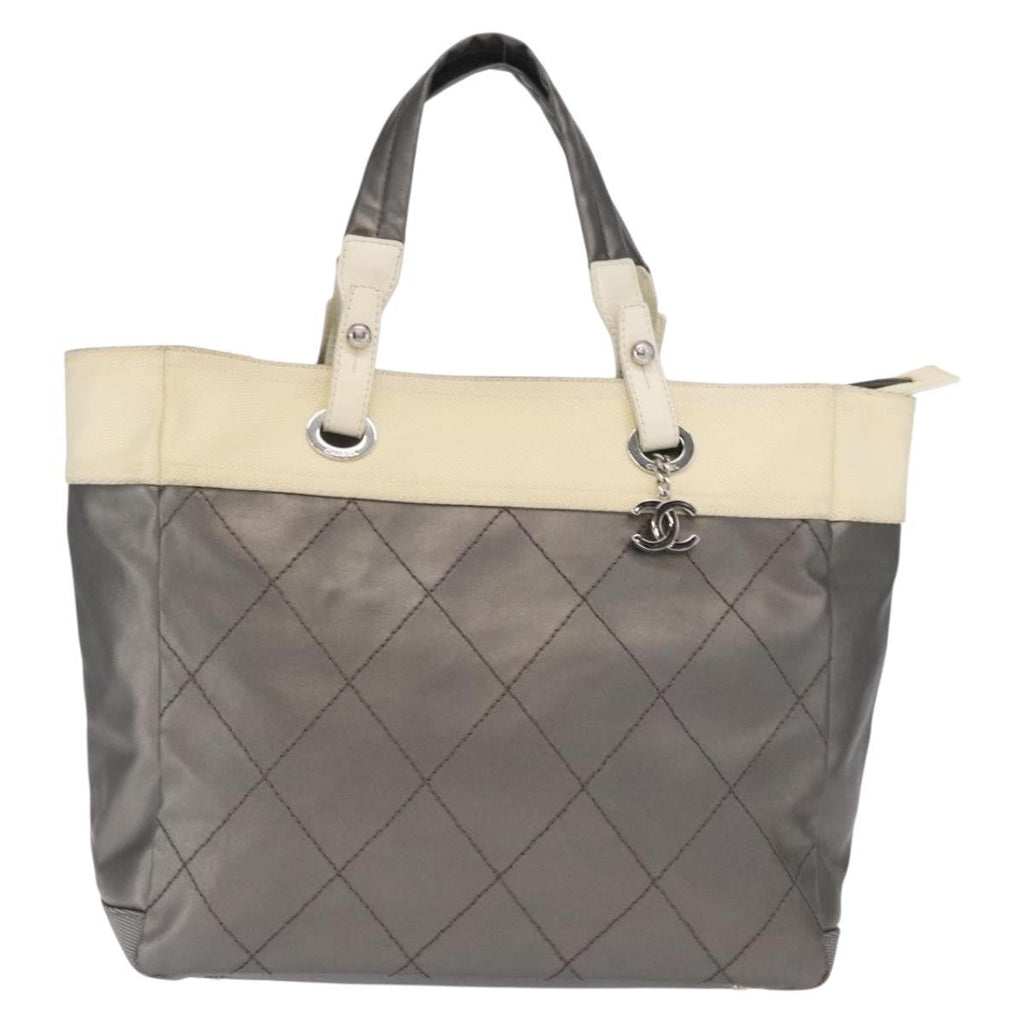 Chanel Biarritz Tote Nylon Silver Nylon Tote Bag Bag