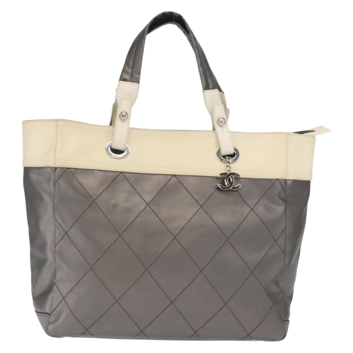 Chanel Biarritz Tote Nylon Silver Nylon Tote Bag Bag
