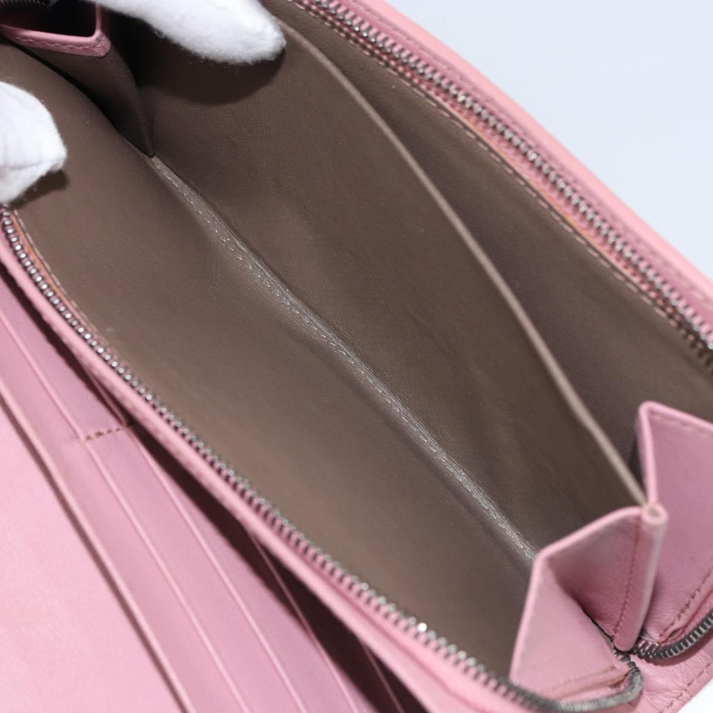Bottega Veneta Intrecciato Long Zip  Wallet Leather Pink Leather Wallets Accessory