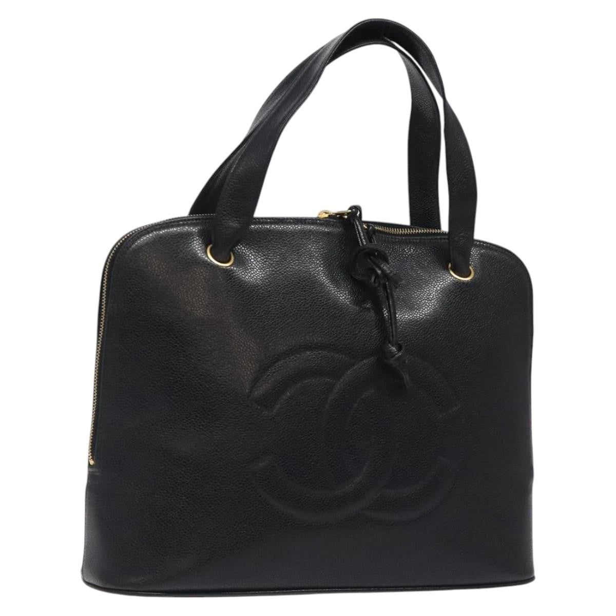Chanel Vintage Cc Dome Bag Caviar Black Calfskin Handbag