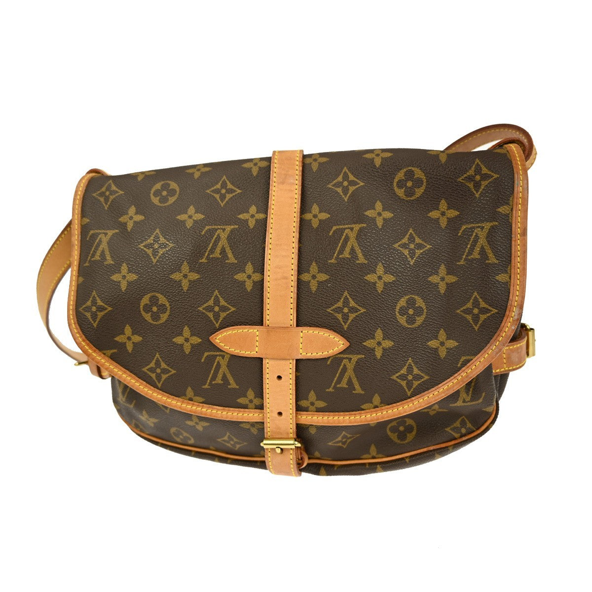 Louis Vuitton Saumur Handbag Monogram Canvas Brown Canvas Shoulder Bag
