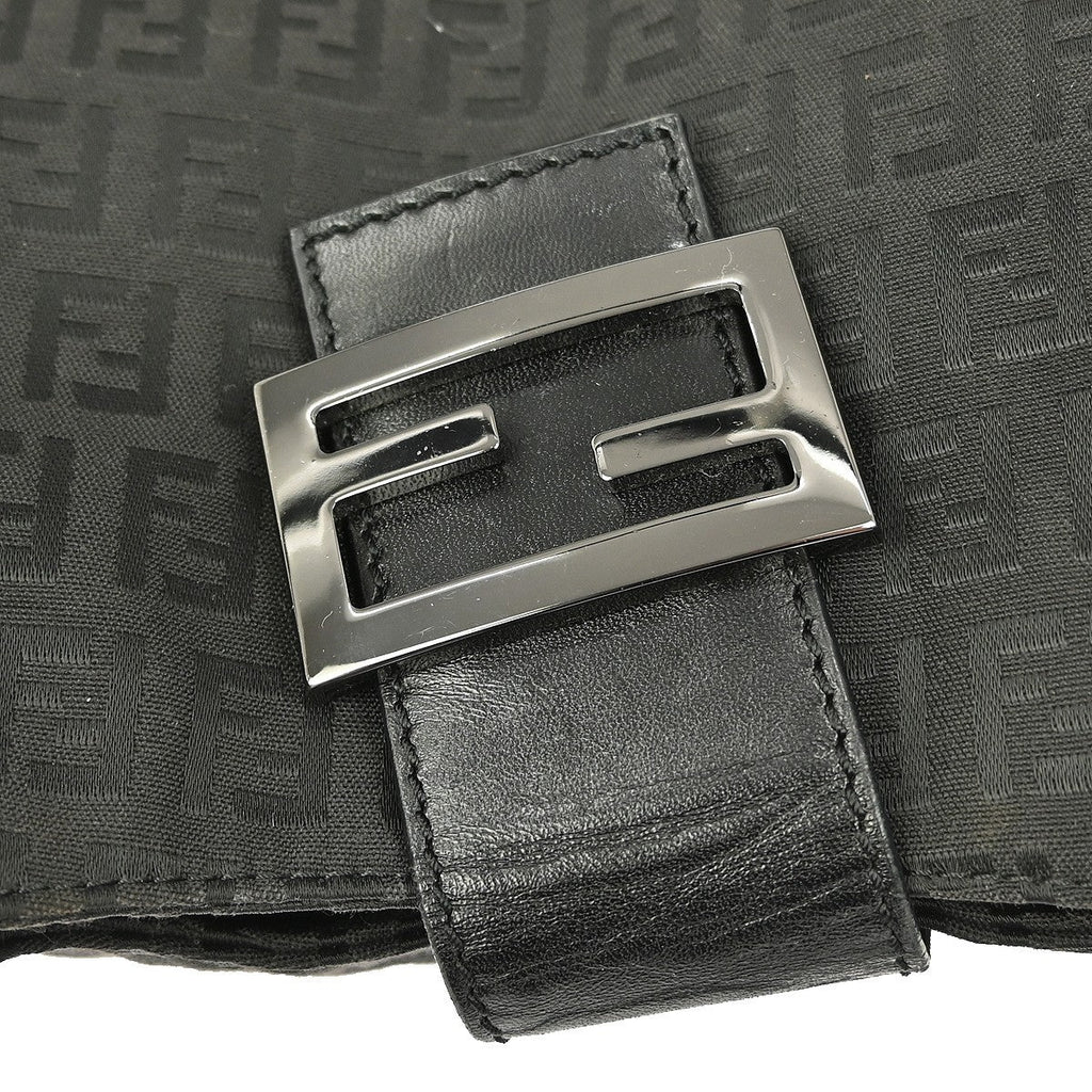 Fendi Belted Shoulder Bag Zucchino Canvas Black Canvas Handbag
