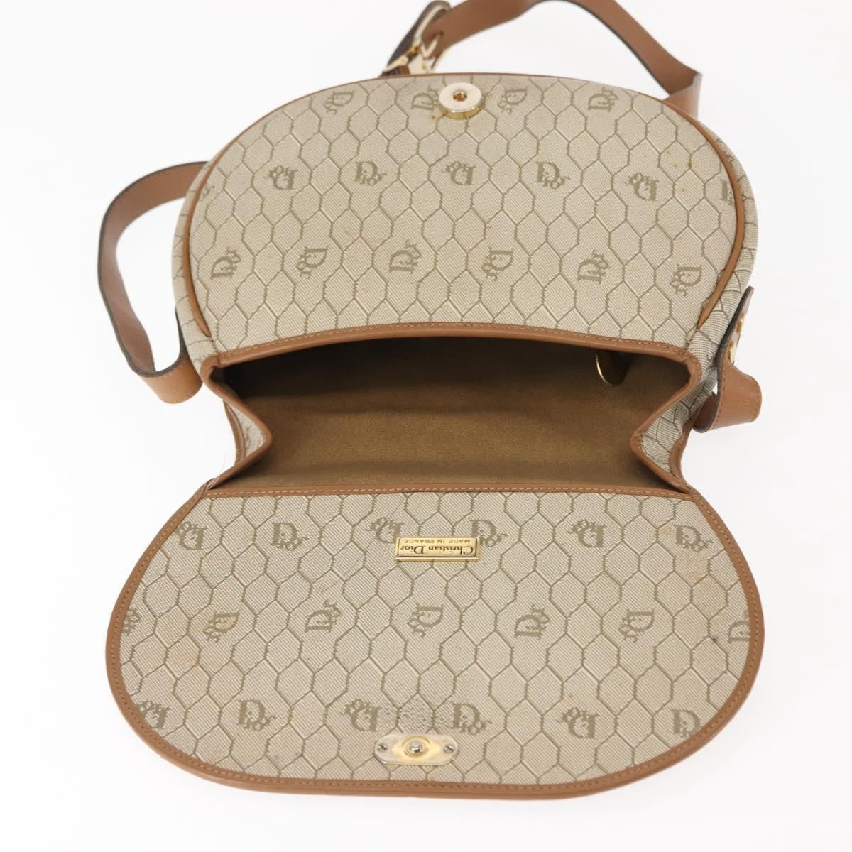 Christian Dior Vintage Honeycomb Flap Crossbody Bag Coated Canvas Beige Canvas Bag (Pre-Owned)