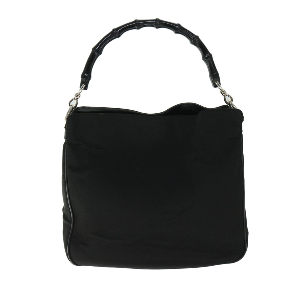 Gucci Vintage Bamboo Handle Bag Nylon Black Nylon Handbag (Pre-Owned)