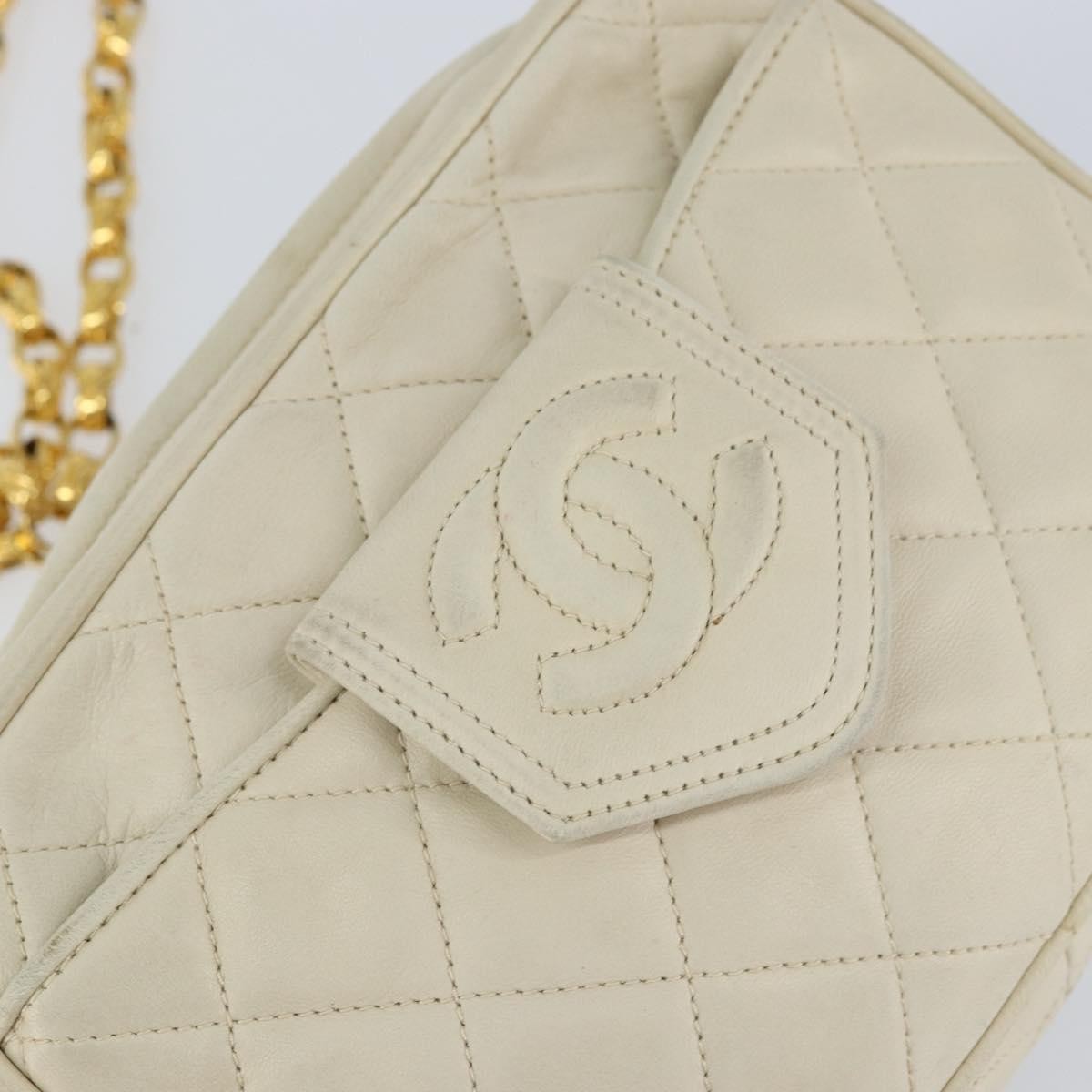 Chanel Vintage Front Pocket Camera Bag Quilted Lambskin Beige Leather Shoulder Bag Bag