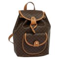 Celine Vintage Macadam Backpack Canvas And Leather Brown Pvc Backpack Bag