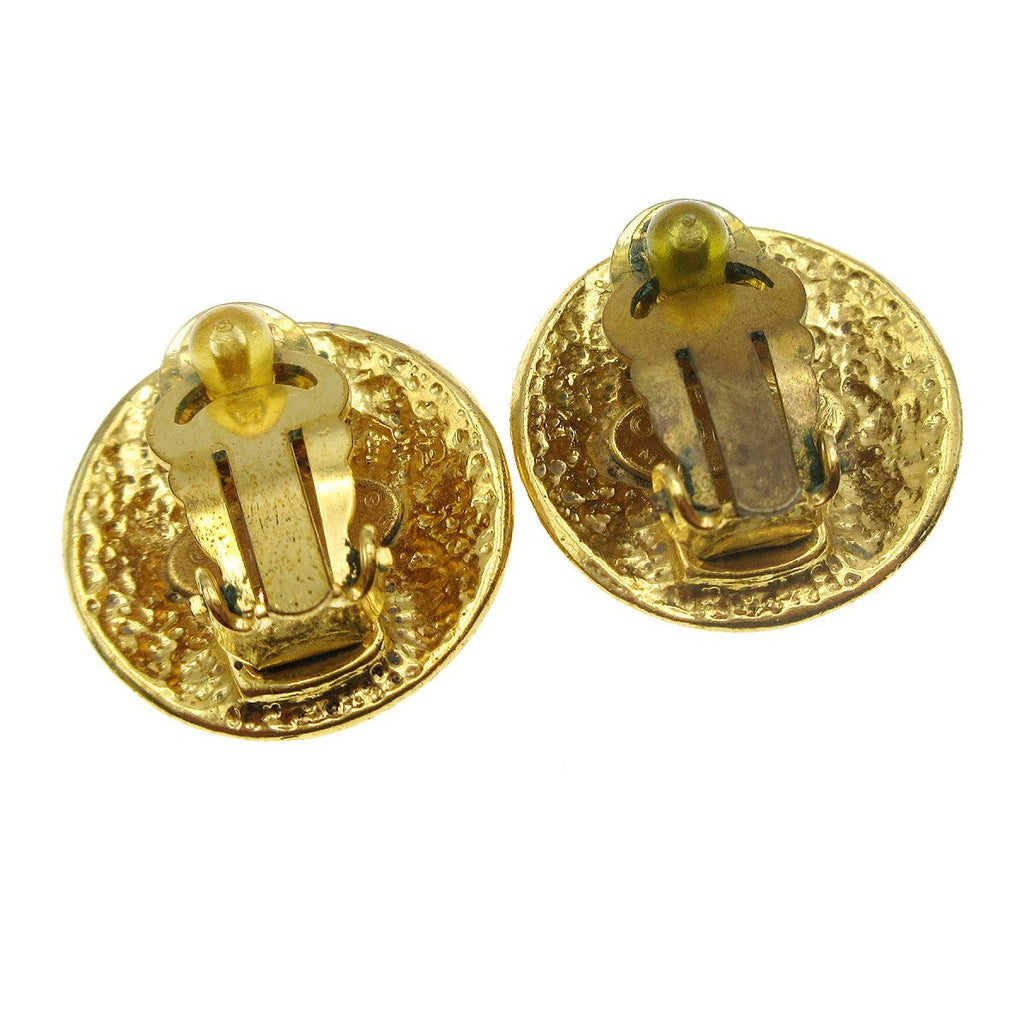 Chanel Cc Button Clip-On Earrings Metal Gold Gold_Plated Earrings Jewelry