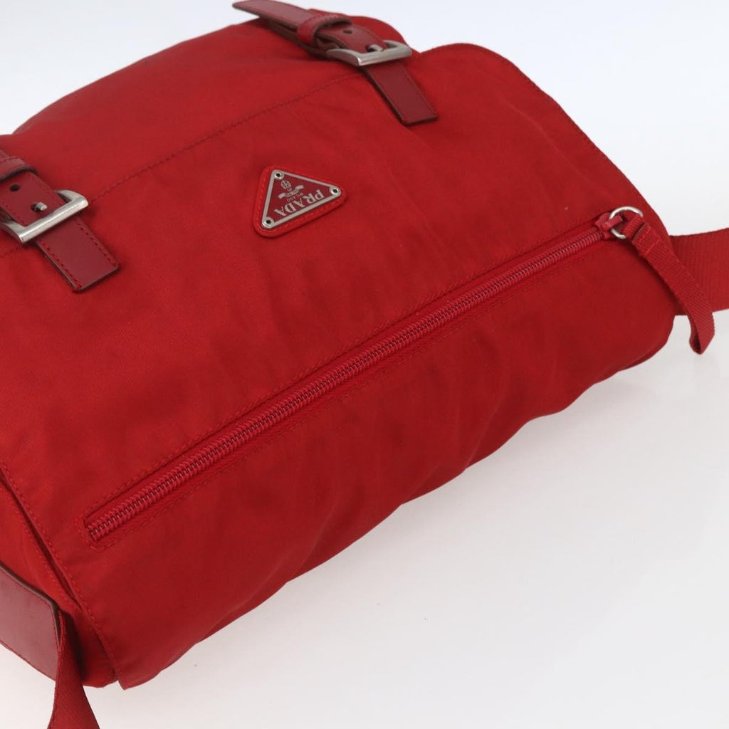 Prada Zip Buckle Messenger Bag Tessuto Red Nylon Shoulder Bag Bag