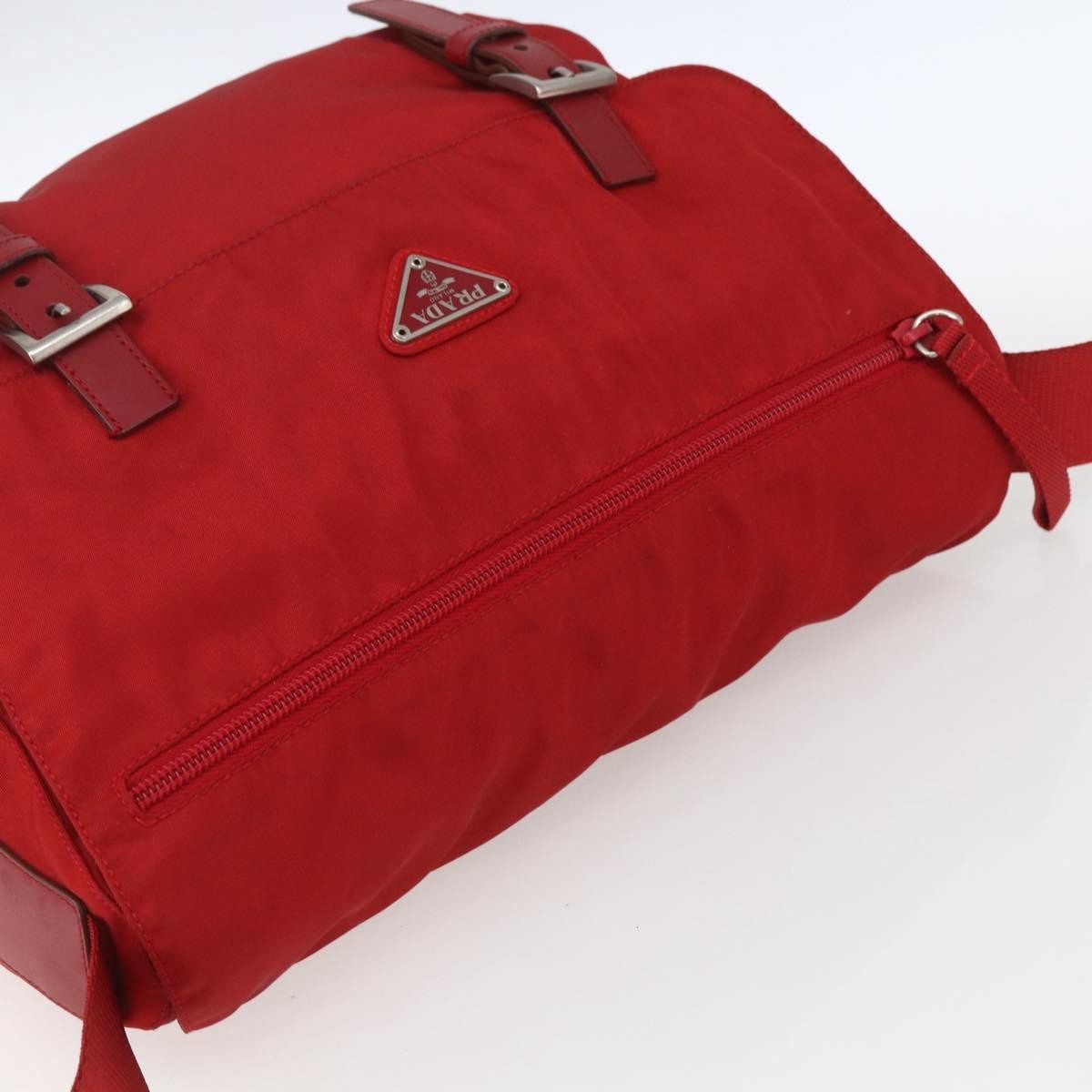 Prada Zip Buckle Messenger Bag Tessuto Red Nylon Shoulder Bag Bag