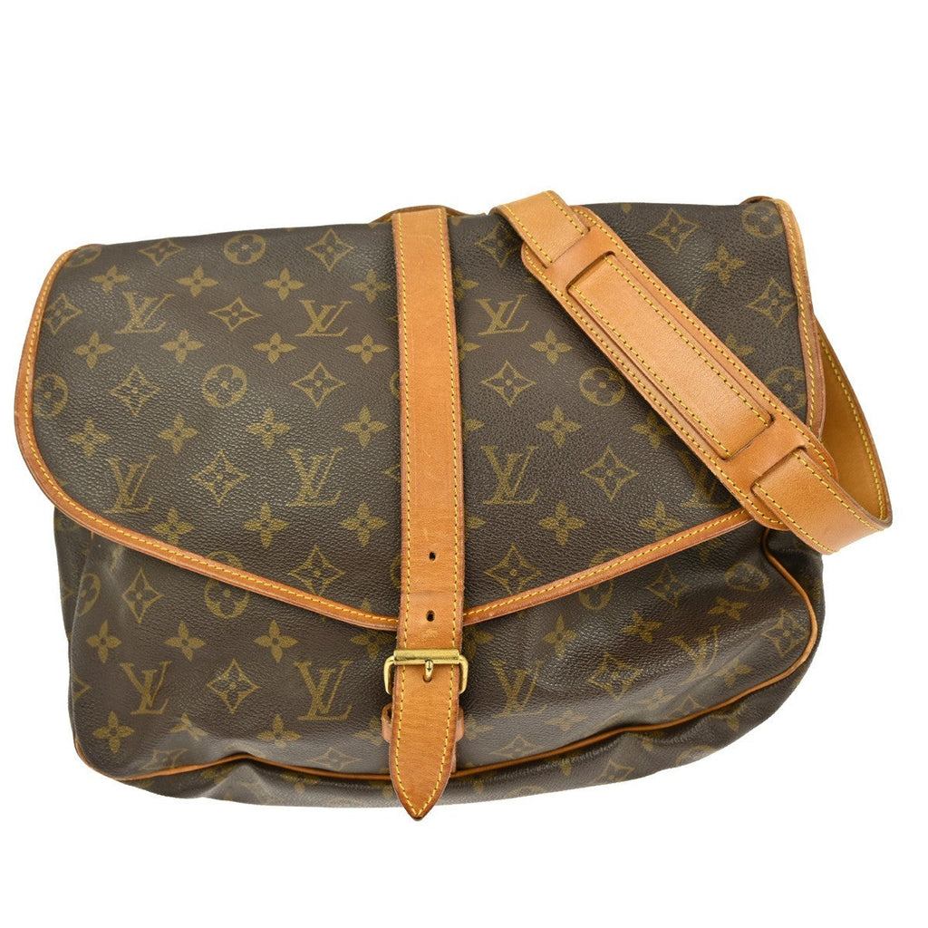Louis Vuitton Saumur Handbag Monogram Canvas Brown Canvas Shoulder Bag