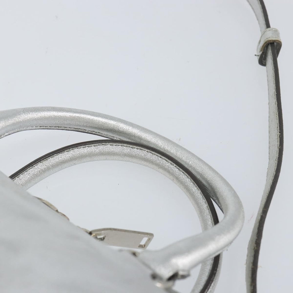 Saint Laurent Classic Duffle Bag Leather Silver Leather Handbag (Pre-Owned)