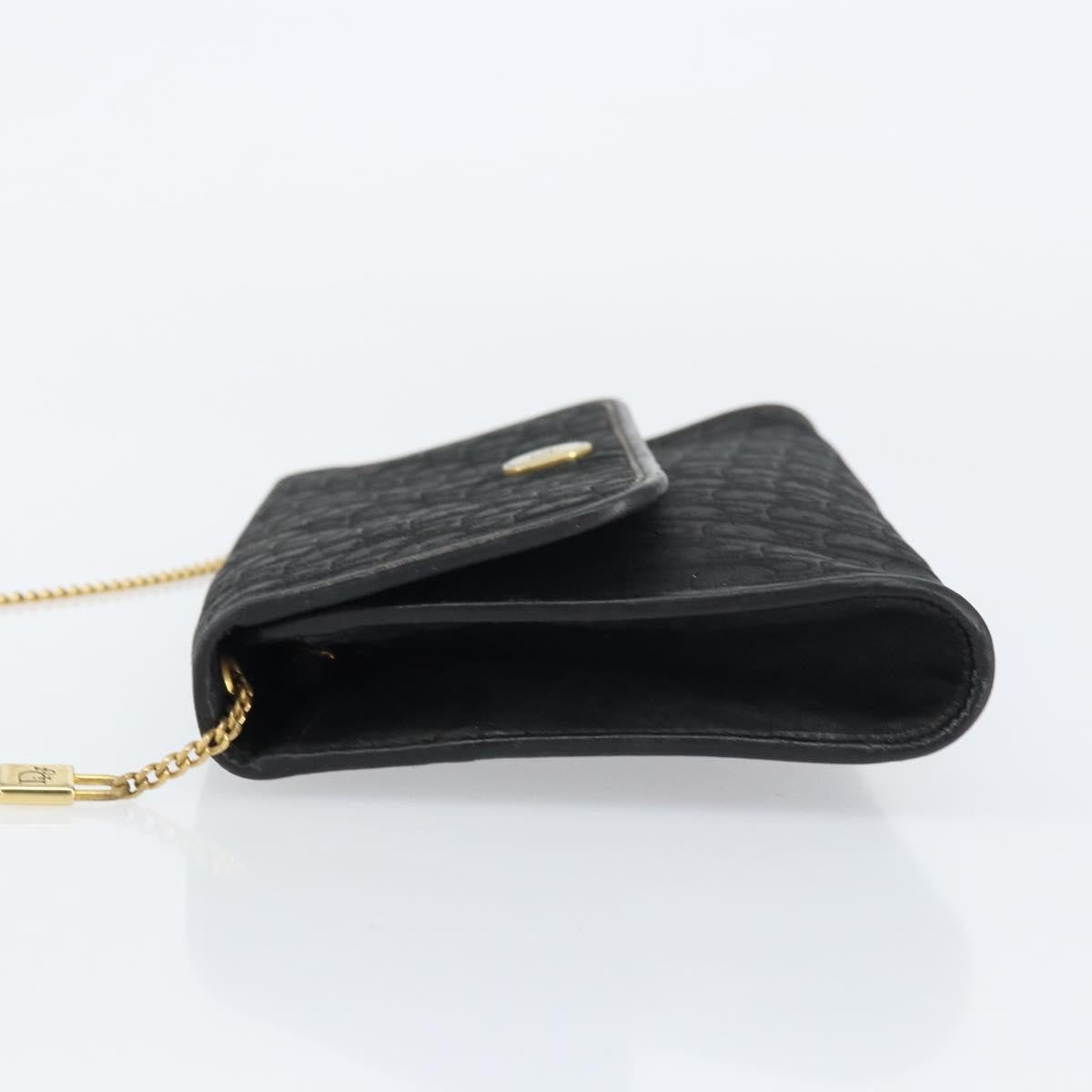 Christian Dior Vintage Chain Flap Shoulder Bag Diorissimo Canvas Black Canvas Shoulder Bag Bag (Pre-Owned)