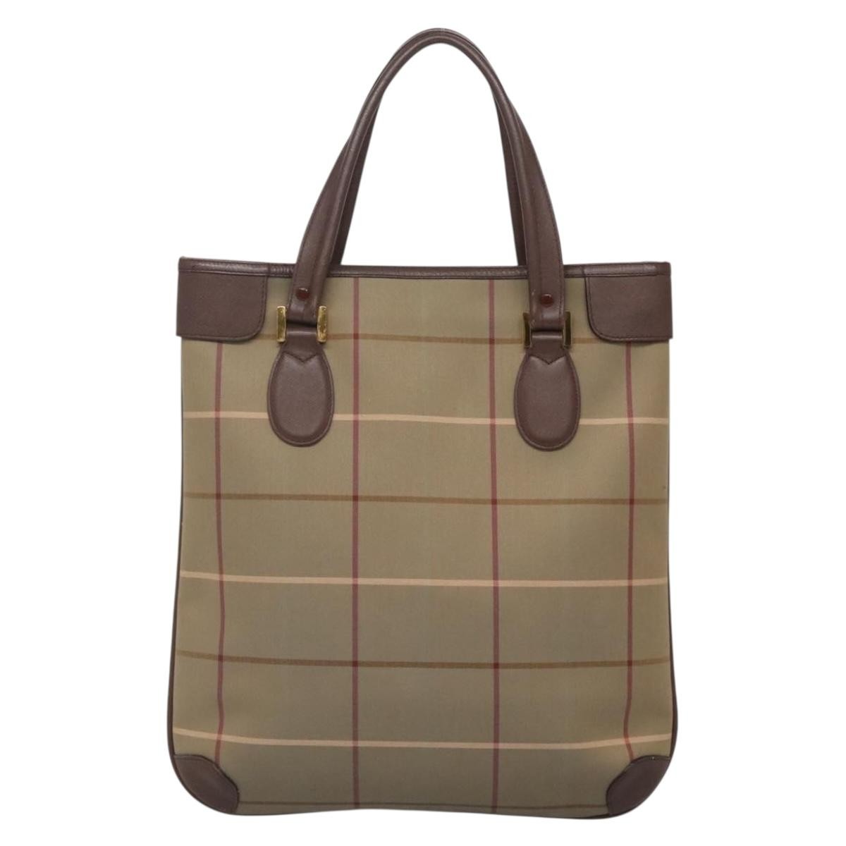 Burberry Nova Check Tote Canvas And Leather Beige Canvas Tote Bag