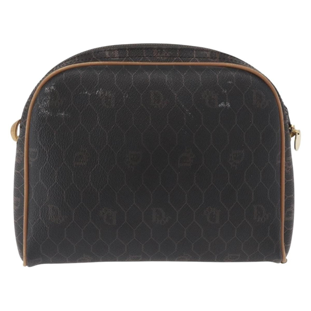Christian Dior Vintage Honeycomb Shoulder Bag Canvas And Leather Black Canvas Shoulder Bag Bag (Pre-Owned)