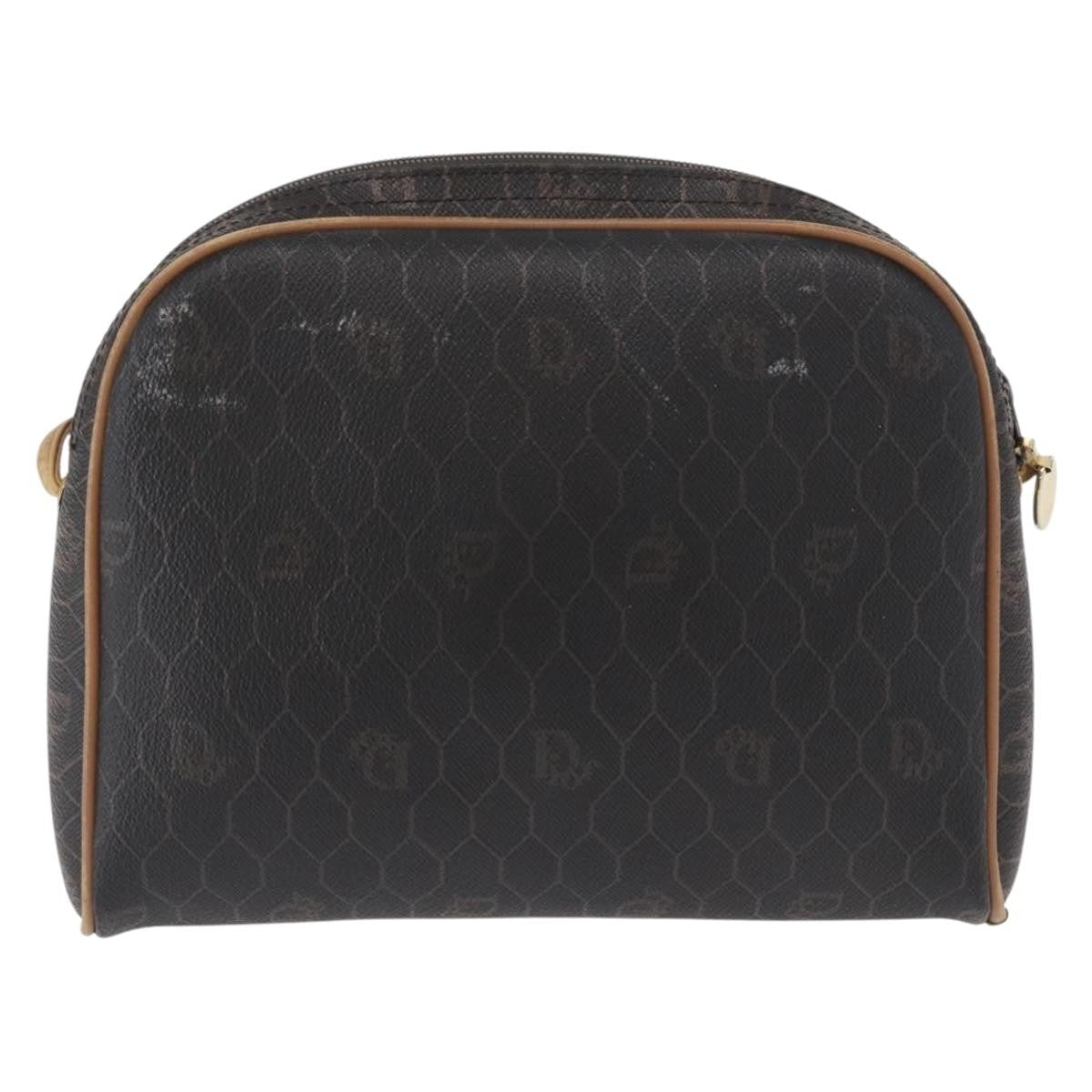 Christian Dior Vintage Honeycomb Shoulder Bag Canvas And Leather Black Canvas Shoulder Bag Bag (Pre-Owned)