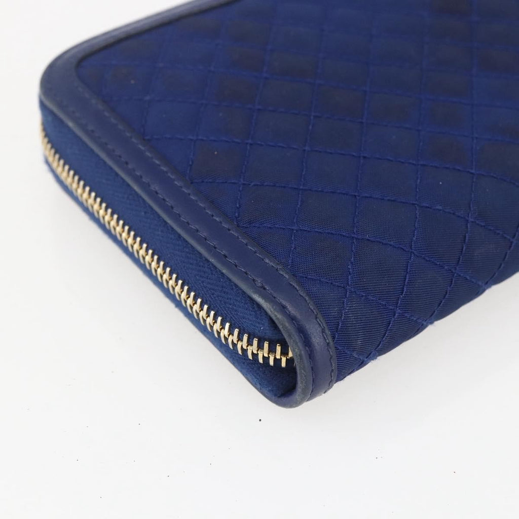 Prada Zip Around Organizer Wallet Saffiano Leather With Applique Blue Leather Wallets Accessory