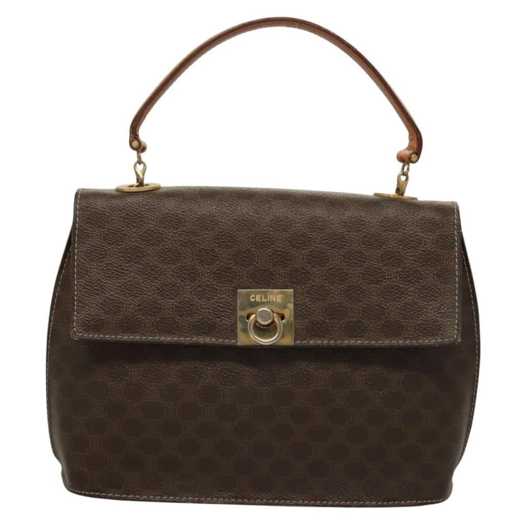 Celine Macadam Handbag Macadam With Leather Brown Canvas Handbag