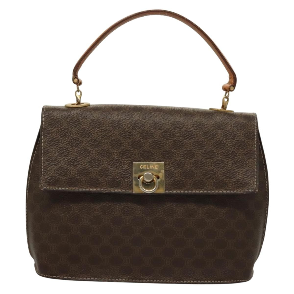 Celine Macadam Handbag Macadam With Leather Brown Canvas Handbag