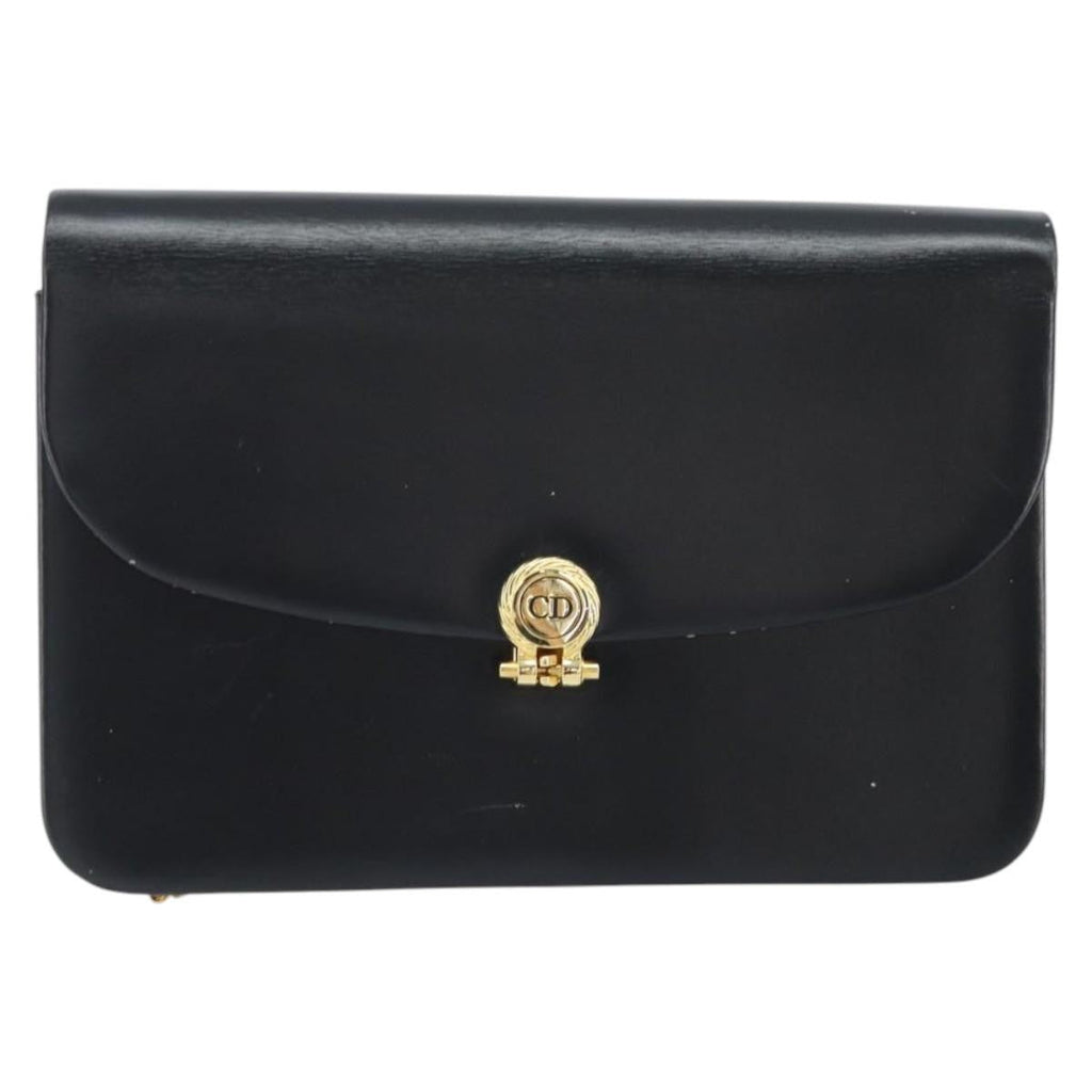 Christian Dior Vintage Cd Chain Flap Shoulder Bag Leather Black Leather Shoulder Bag Bag (Pre-Owned)
