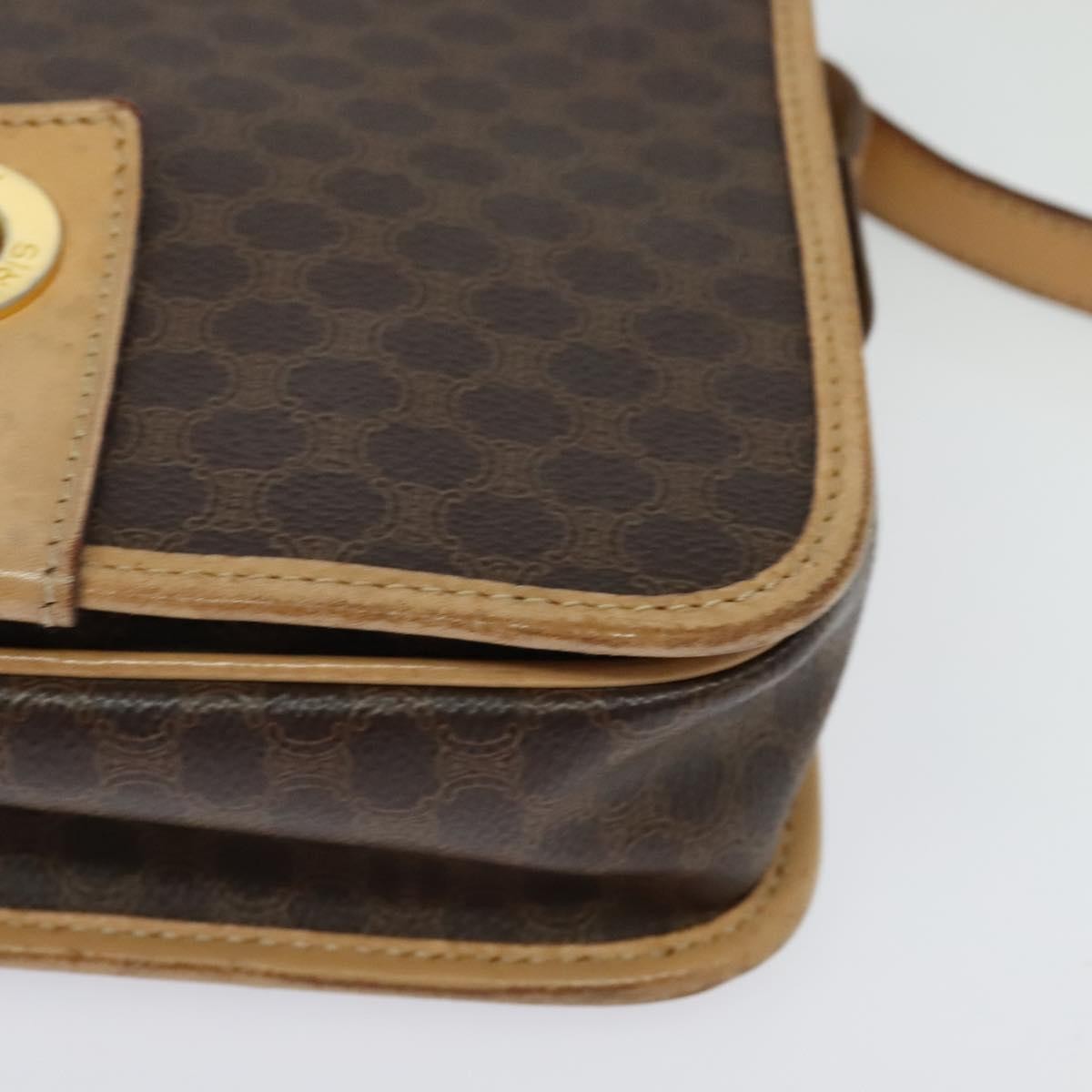 Celine Macadam Shoulder Bag Pvc Leather Brown Canvas Bag