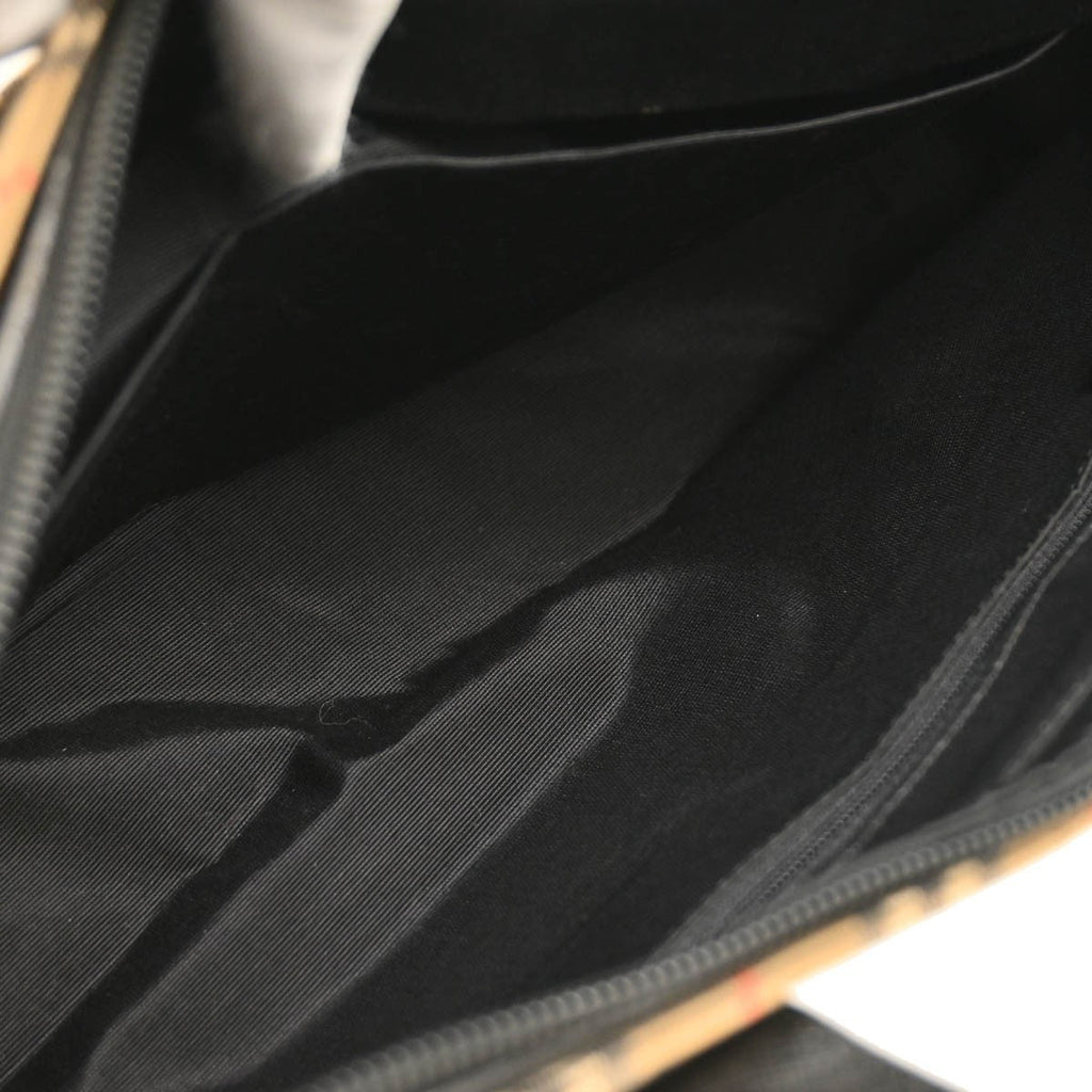 Burberry Nova Check Tote Nylon And Leather Beige Canvas Tote Bag