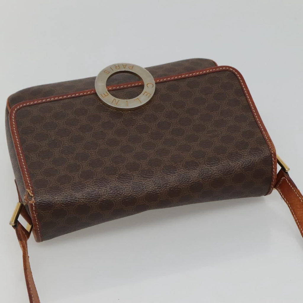Celine Vintage Macadam Shoulder Bag Canvas And Leather Brown Canvas Shoulder Bag Bag
