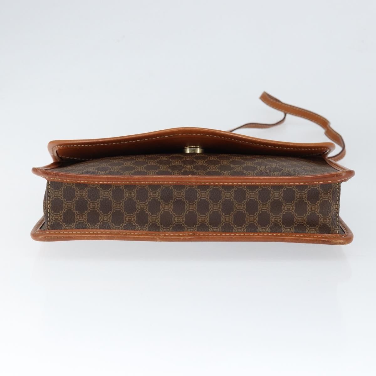 Celine Vintage Macadam Circle Logo Shoulder Bag Canvas And Leather Brown Canvas Shoulder Bag Bag