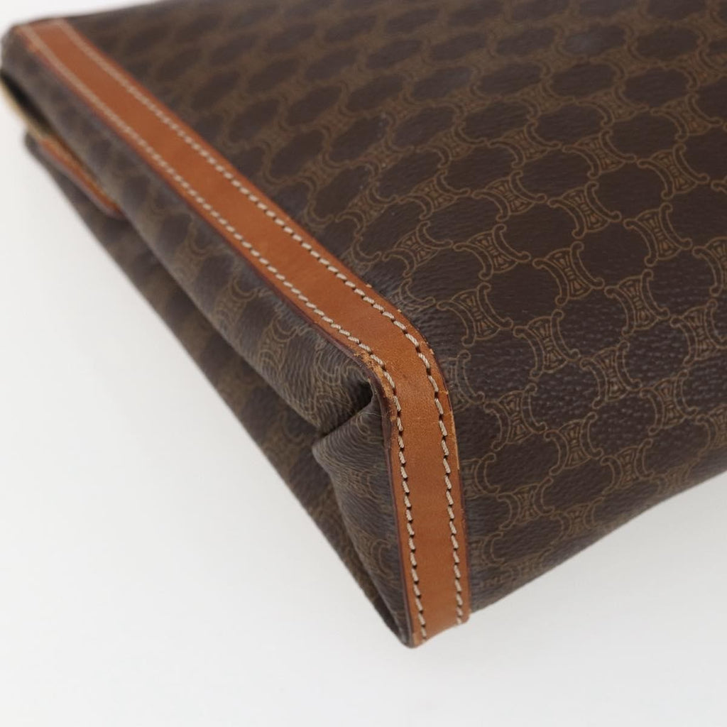 Celine Macadam Pochette Canvas Brown Pvc Clutche & Pouche Bag