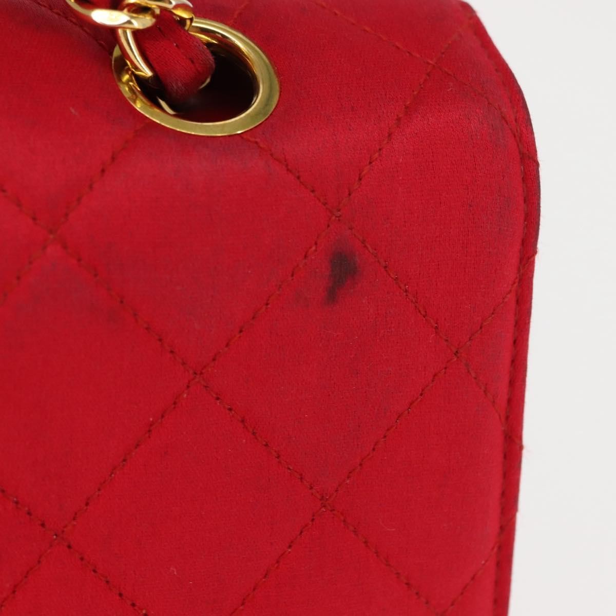 Chanel Timeless - Classic Double Flap Bag Quilted Satin Red Satin Shoulder Bag Bag