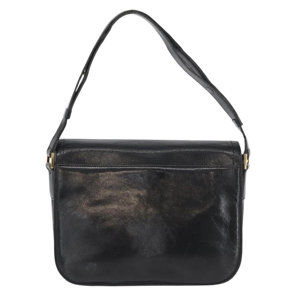 Saint Laurent Vintage Shoulder Bag Leather Black Leather Shoulder Bag Bag (Pre-Owned)