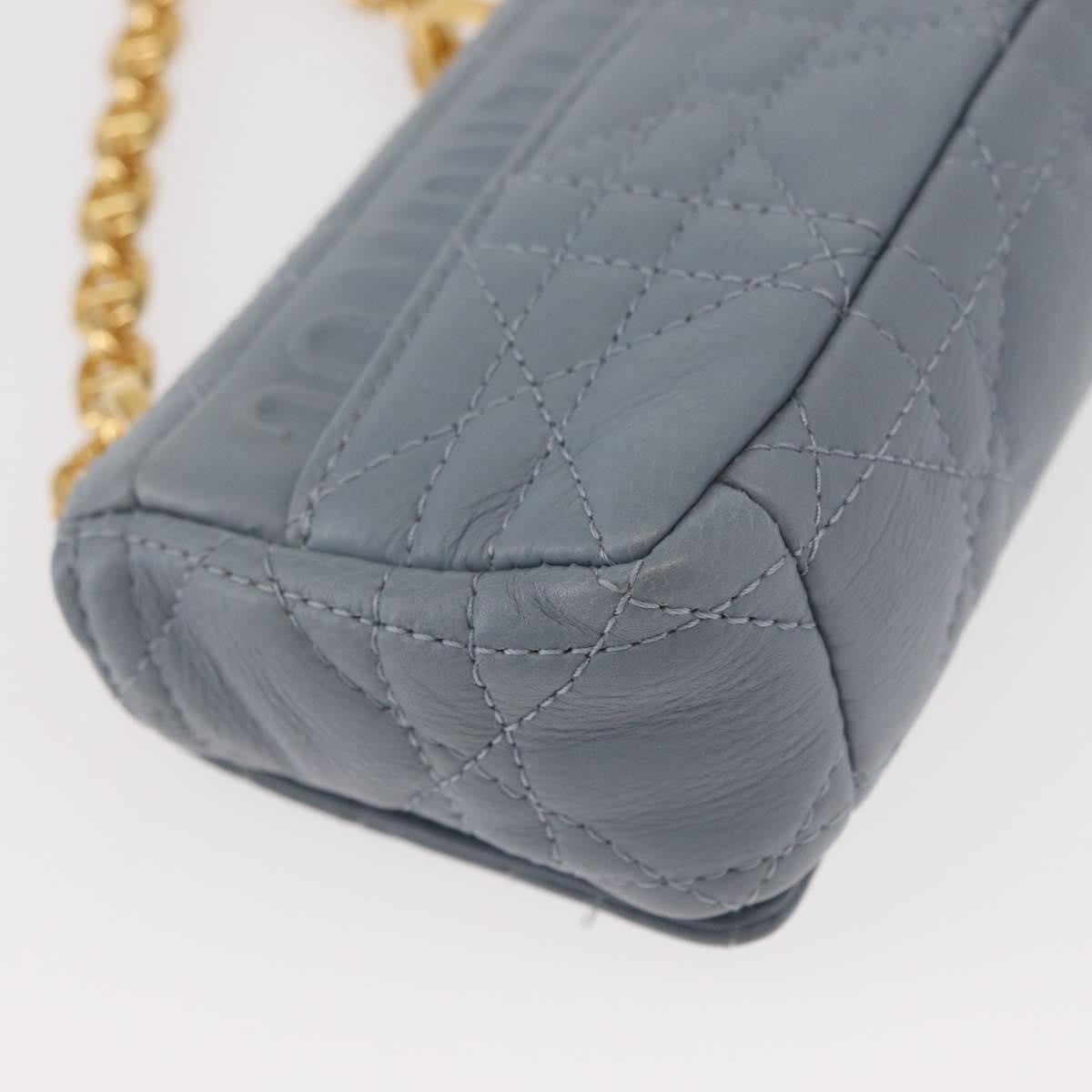 Christian Dior Caro Bag Cannage Quilt Calfskin Blue Leather Shoulder Bag Bag (Pre-Owned)