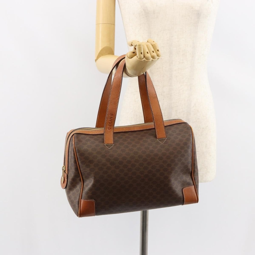 Celine Macadam Handbag Macadam With Leather Brown Canvas Shoulder Bag Bag